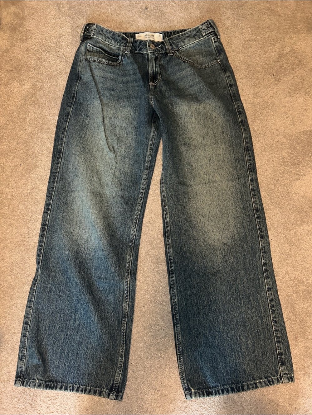 Hollister Women's Wide-Leg Baggy Jeans - Faded Blue Wash